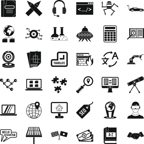 Learning technology icons set simple style vector image