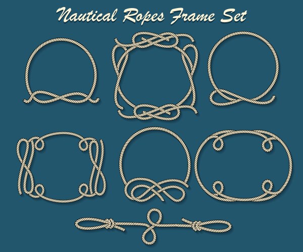 Nautical ropes frame set vector image