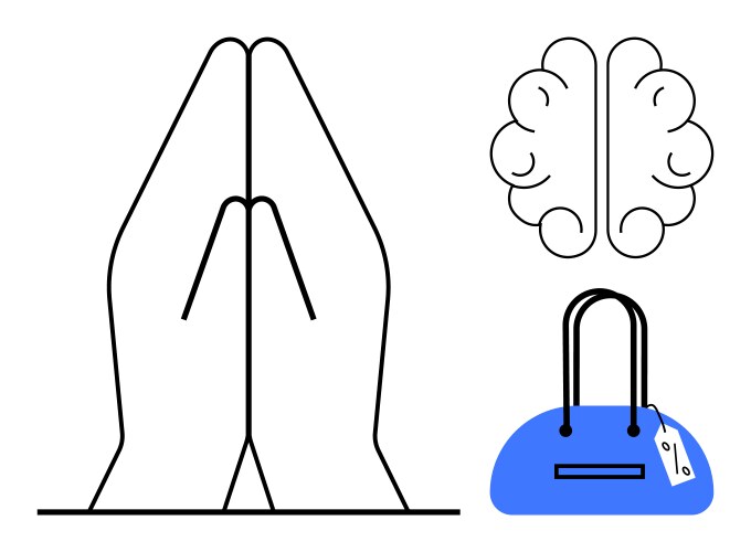 Hands in prayer position brain vector image