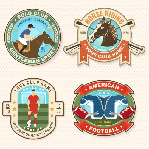 set of american football soccer polo and horse vector image