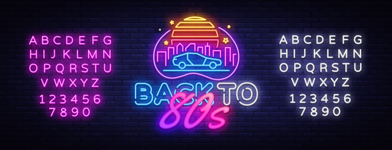 Back to 80s neon sign 80 s retro style vector image