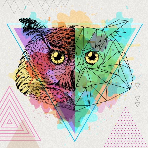 hipster animal realistic and polygonal owl vector image