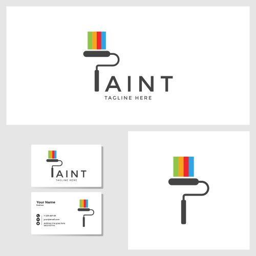 Paint logo template with business card design vector image