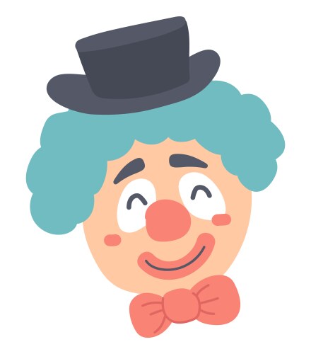 Cute clown in hat flat design comical head vector image