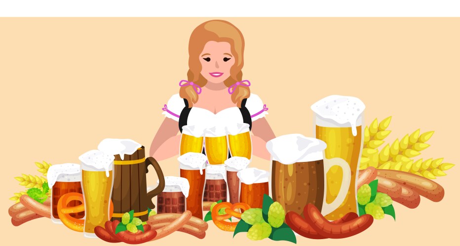 Germany beer festival oktoberfest bavarian vector image