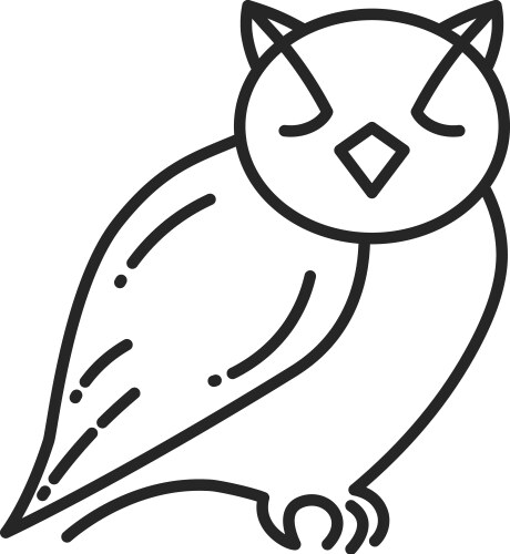 Owl line icon woodland night bird animal vector image