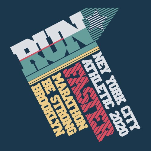 Run marathon typography t-shirt graphics sport vector image