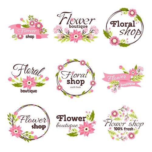 Bright sign flower shop vector image