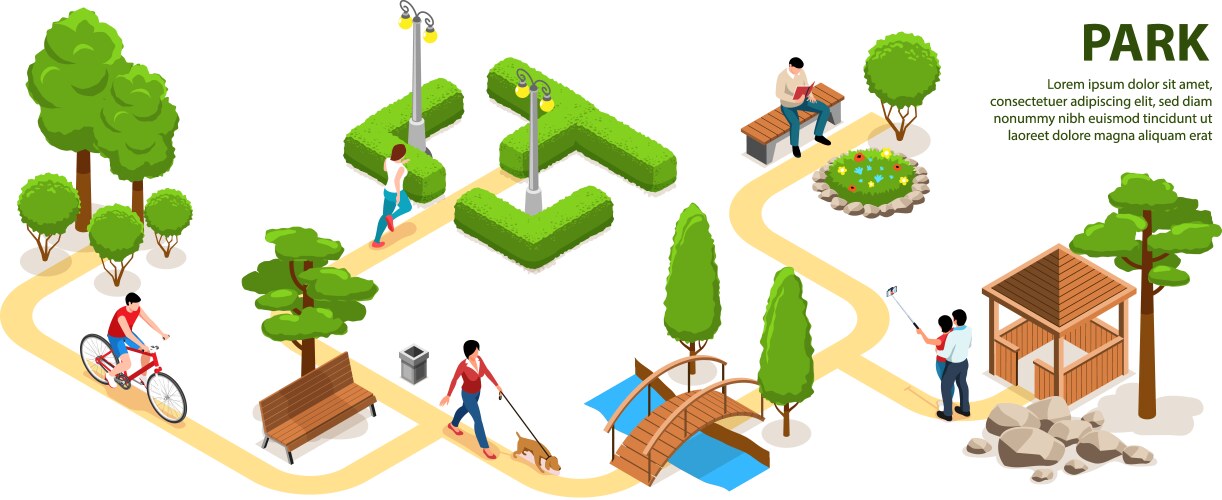 Isometric park landscape concept vector image