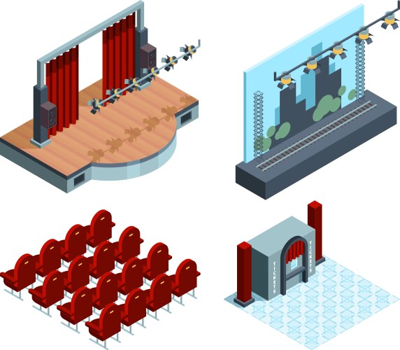 Theater stage isometric opera ballet hall vector image