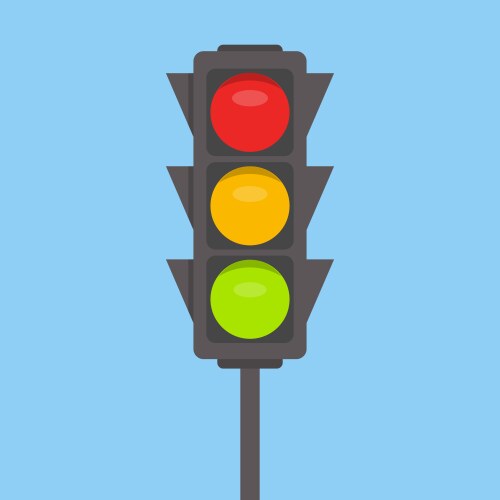 Traffic light isolated icon green yellow red vector image