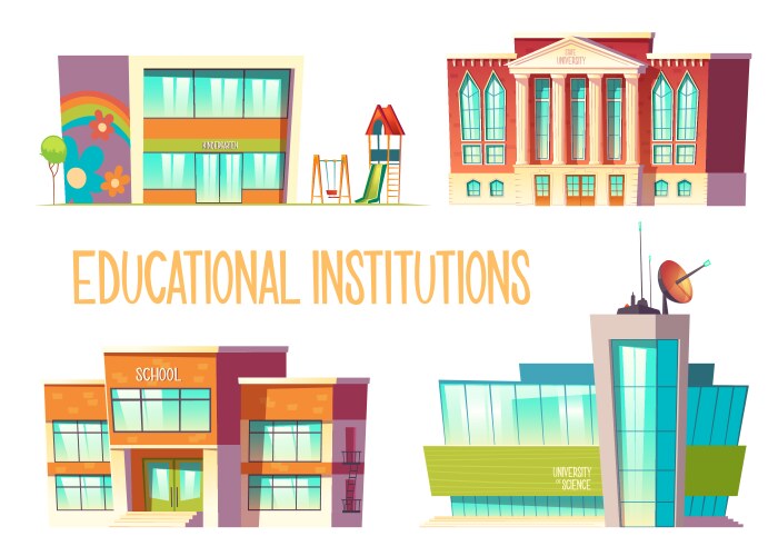 Kindergarten school state and science university vector image