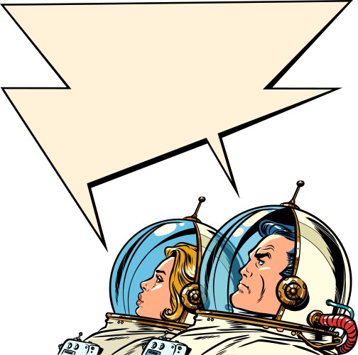 pop art retro the astronauts communicate with each vector image