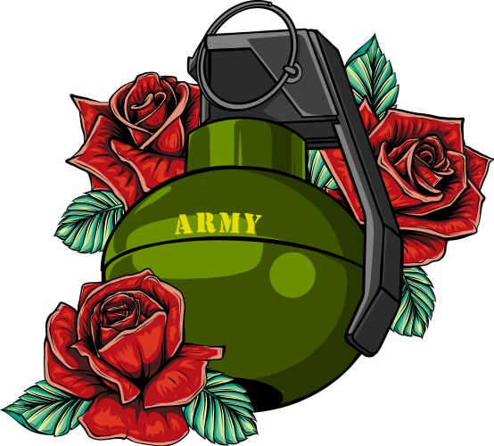 Rose and grenade vector image