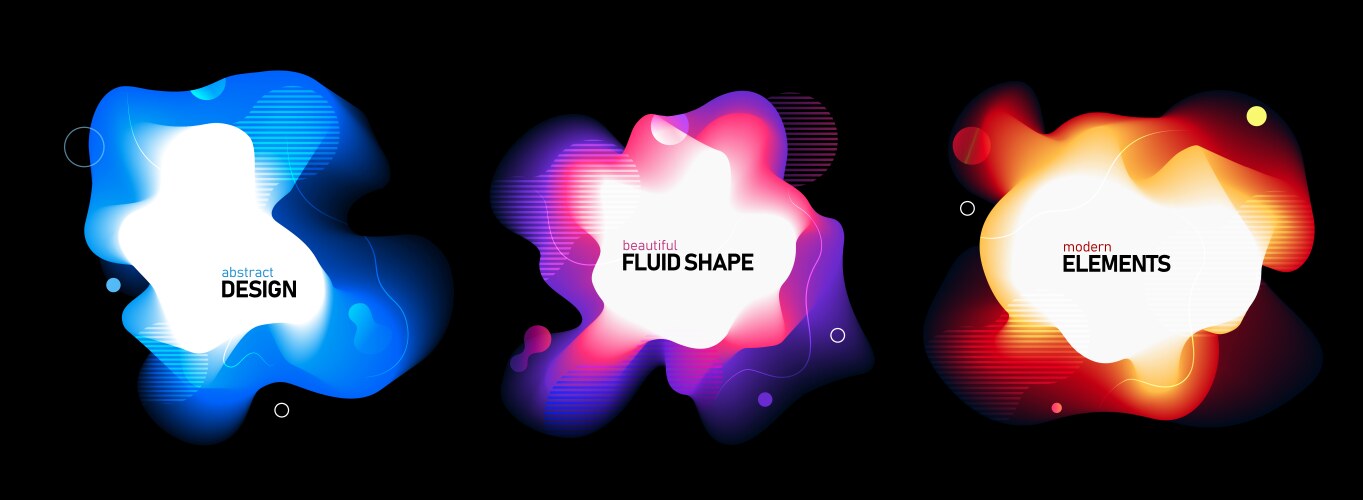 Set of liquid color abstract geometric shapes vector image