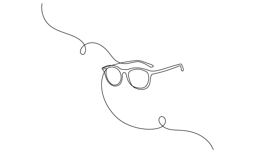 one continuous line drawing of eye glasses vector image