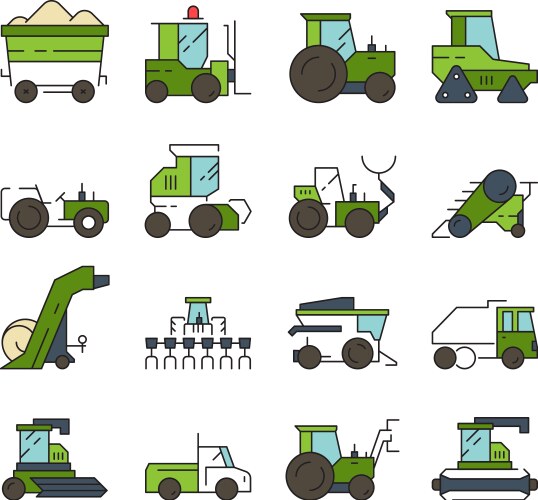 Village transport farm machines and technique vector image