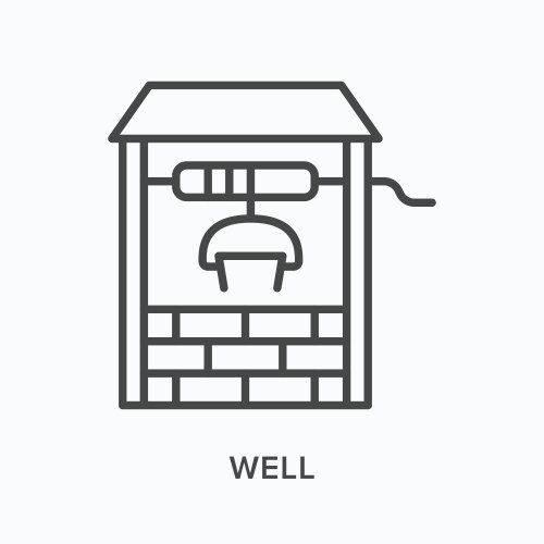 Well flat line icon outline vector image