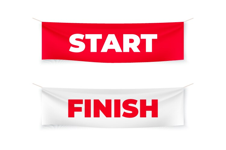 Start and finish realistic banners flags vector image