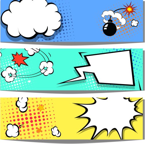 Comic speech bubble web header set vector image