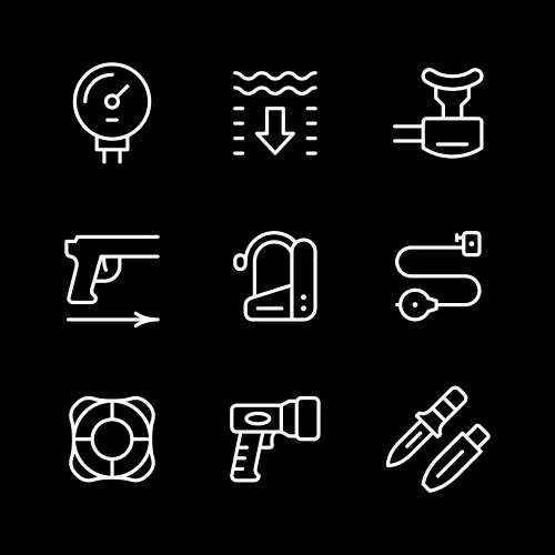 Set line icons diving vector image