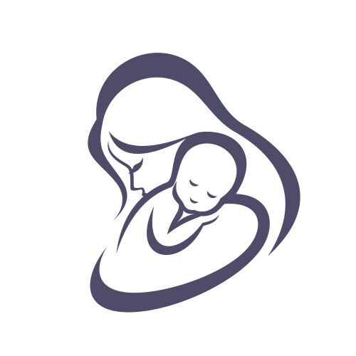 Mother and baby stylized symbol mom huges her vector image