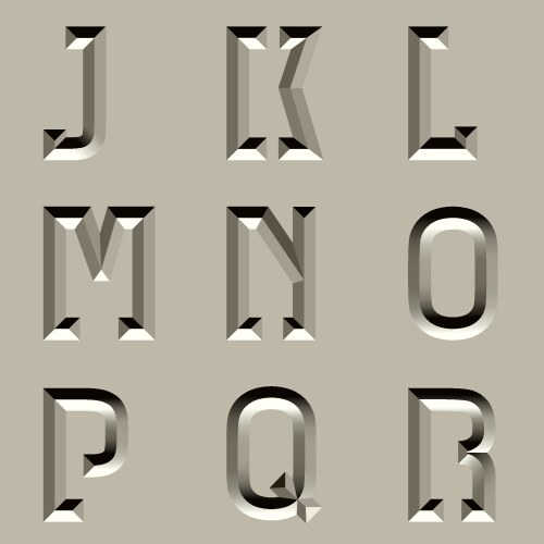 Stone carved alphabet font - part 2 vector image