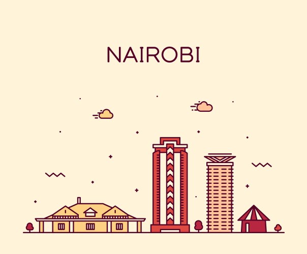 Nairobi skyline kenya city linear style vector image