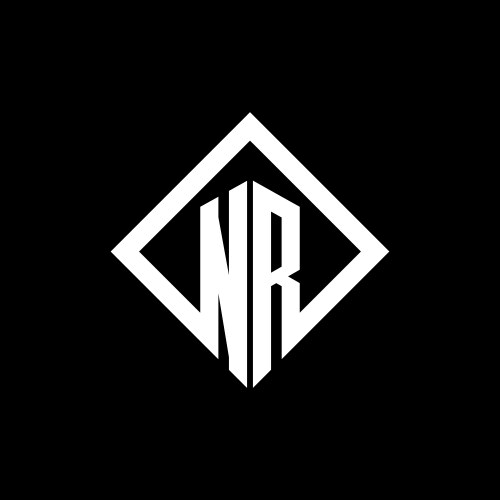 Nr logo monogram with square rotate style design vector image