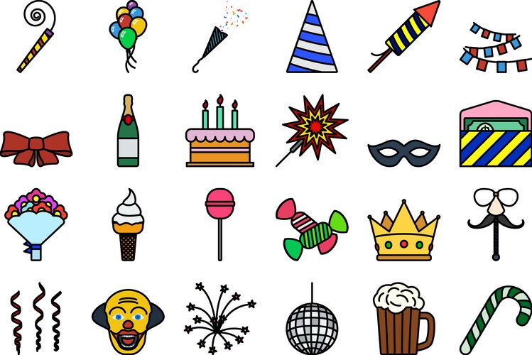 Celebration icon set vector image