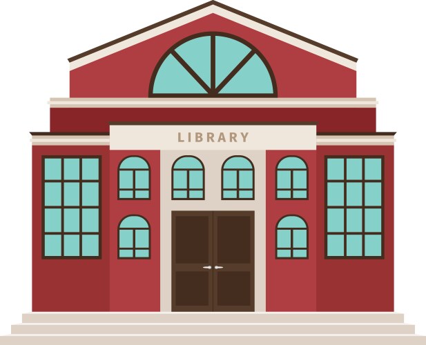 Red library cartoon building icon vector image