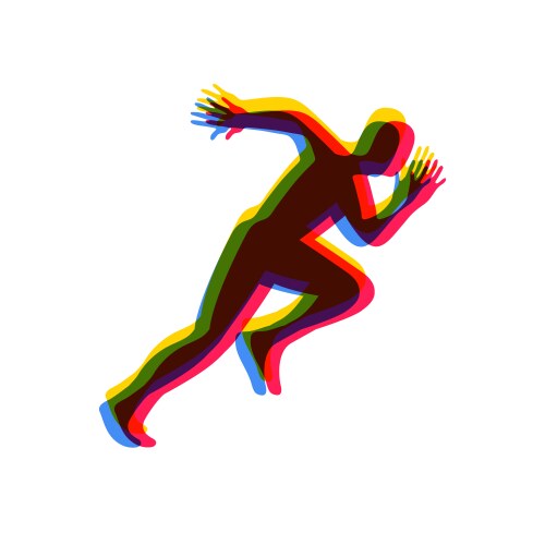 Silhouettes running athlete man vector image