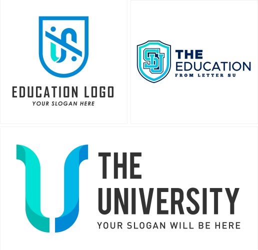 Shield icon letter su education logo design vector image