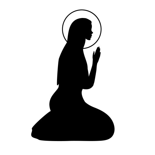 Icon with praying virgin mary hand drawn outline vector image