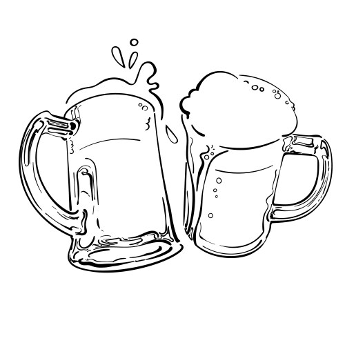 Hand drawn sketch of two toasting beer mugs vector image