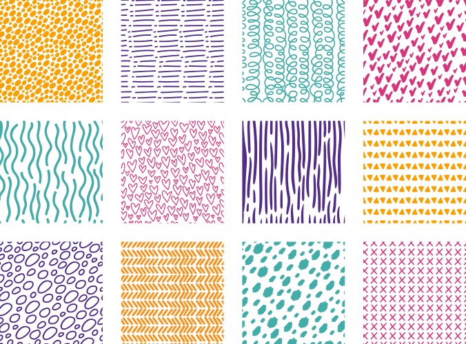 Cute hand drawn seamless pattern with scribbles vector image