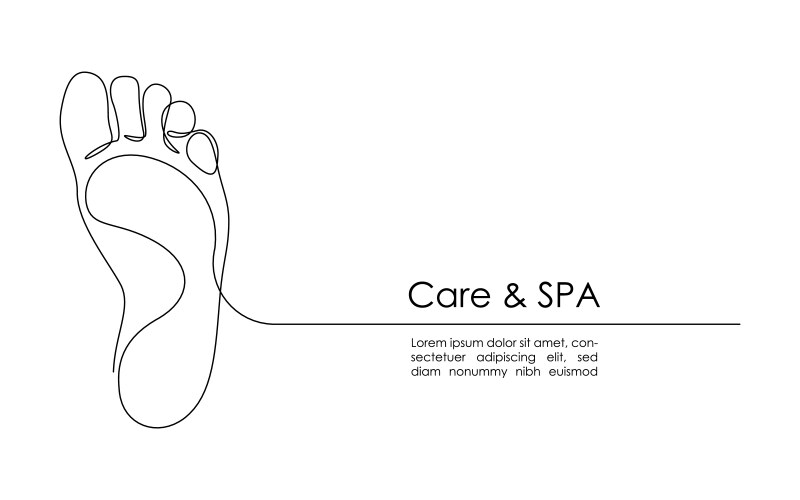 One continuous line drawing of bare foot gentle vector image