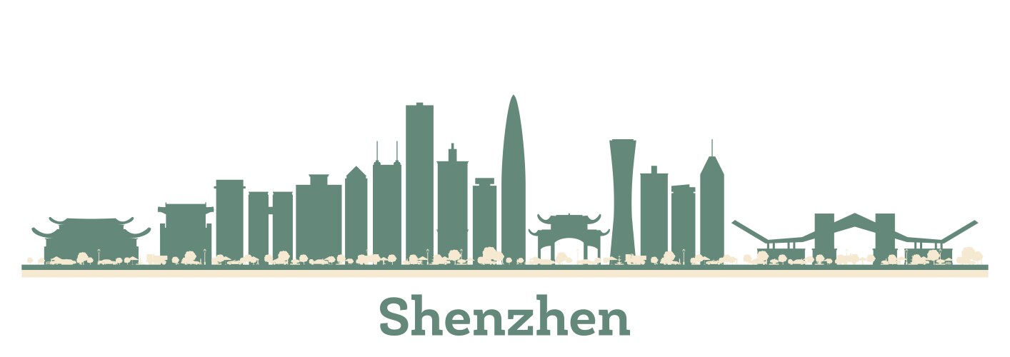 abstract shenzhen china city skyline with color vector image