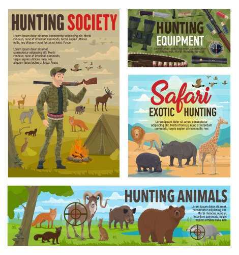 hunting season hunt african safari wild animals vector image