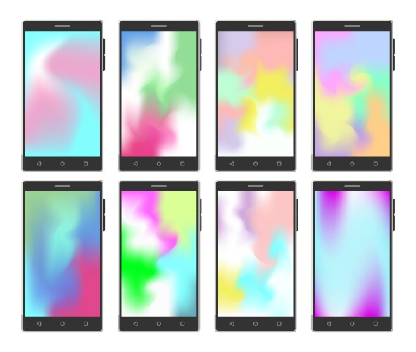 Mobile phone set with gradient mesh wallpapers vector image