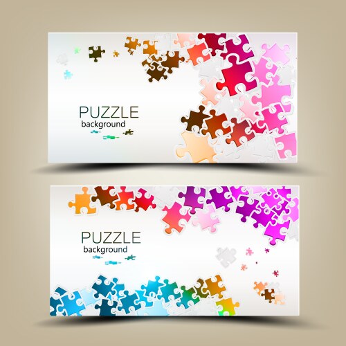 Business cards with mosaic made from puzzle pieces vector image