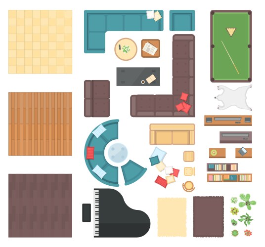 Club interior elements - set of modern vector image