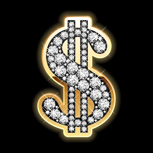 Dollar symbol in diamonds vector image