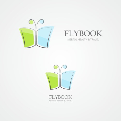 logo combination of a book and butterfly vector image