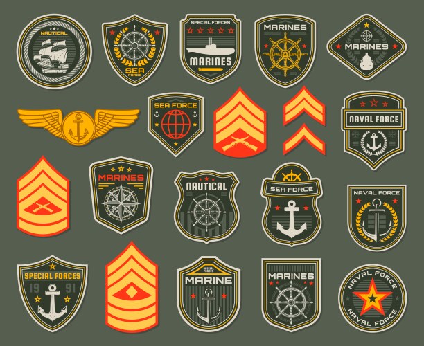 army naval forces chevrons marines soldier icons vector image