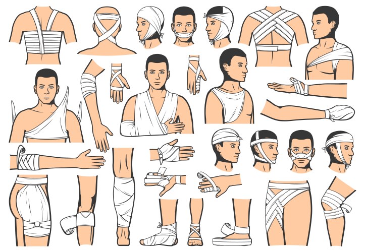 Medical emergency trauma bandaging technique vector image