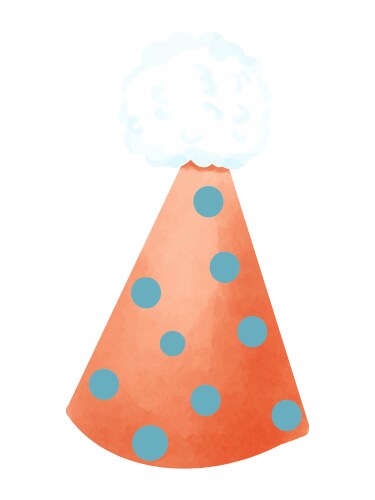 Birthday hat with polka dots watercolor vector image