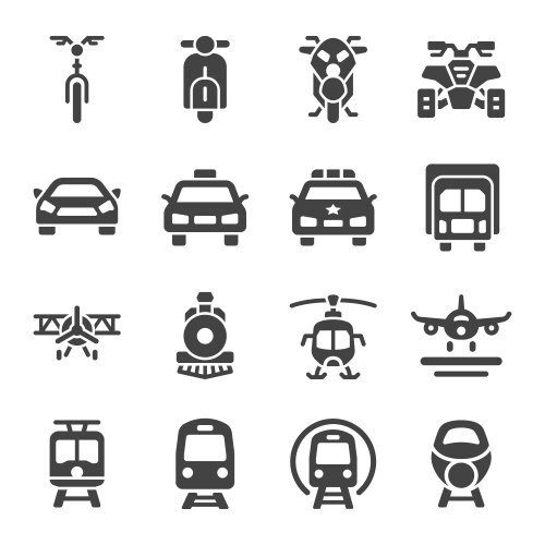 Vehicle front icon set vector image