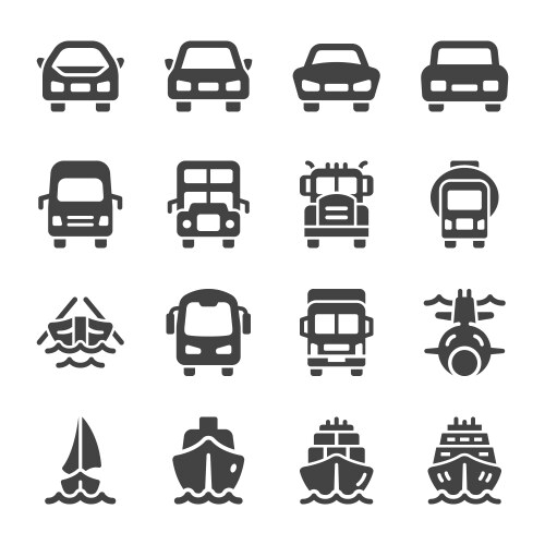 vehicle front icon set vector image