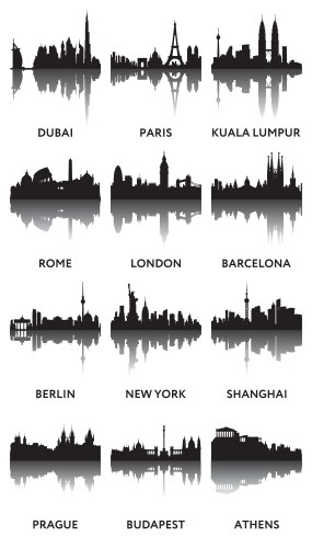 Silhouettes of city panoramas vector image